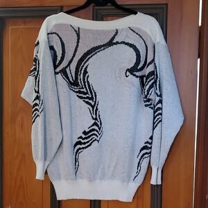 TBA Black and Gray Crew Neck Sweater with Lurex and Bold Design
